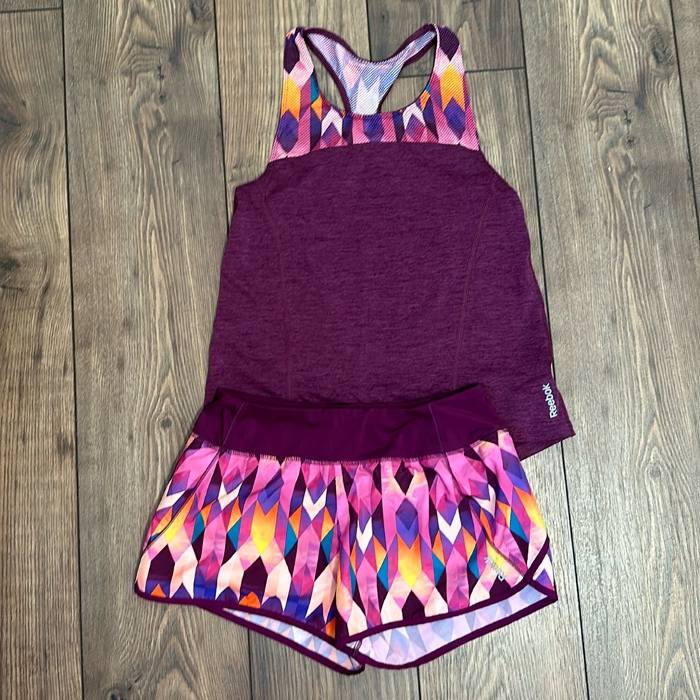 Speedwick Running tank and running shorts, like new - Reebok Purple